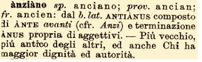 anziano etimologia